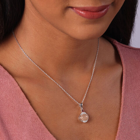 Ruby Peach Tango Silver Pendant for Women