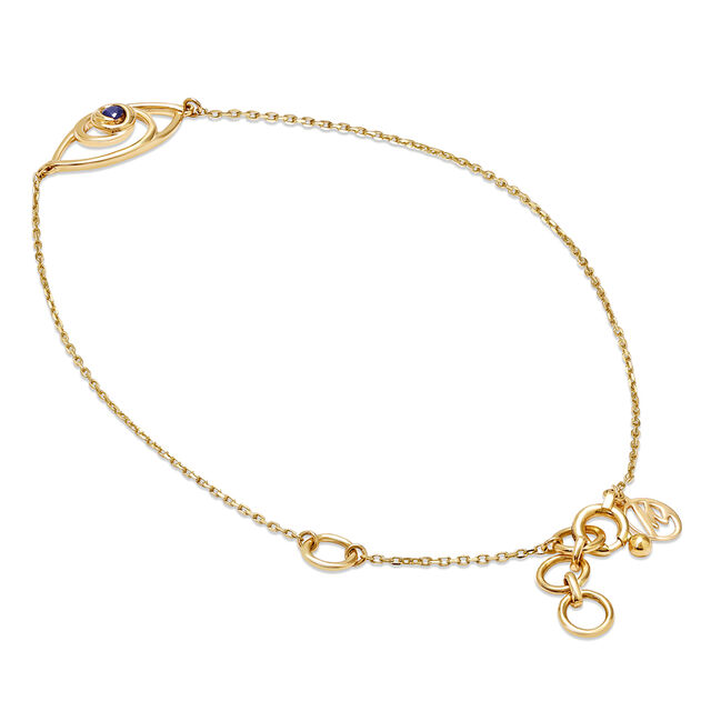 14KT Yellow Gold Wavy Evil Eye Bracelet,,hi-res image number null