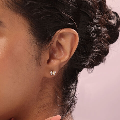 Twilight Butterfly 14KT Gold & Diamond Stud Earrings