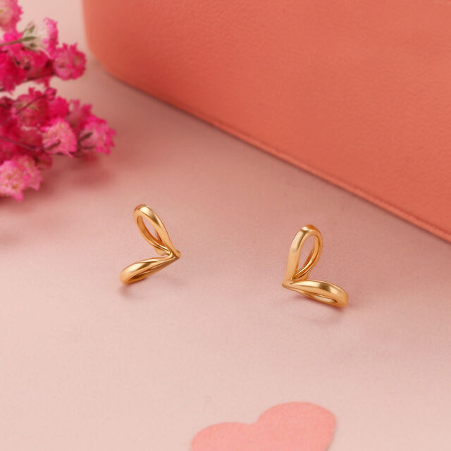 14KT Yellow Gold Heartfelt Flutter Stud Earrings,,hi-res image number null