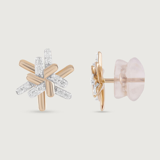 Basketry Shine Gold and Diamond Stud Earrings,,hi-res image number null