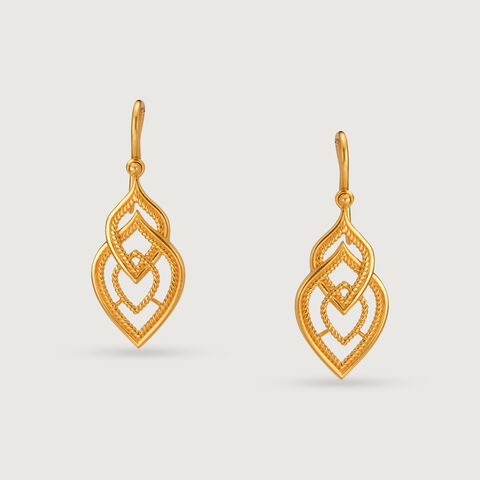 Tribal Charm 22KT Gold Drop Earrings