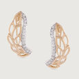 Leafy Radiant Gold & Diamond Hoop Earrings,,hi-res view 3