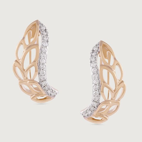 Leafy Radiant Gold & Diamond Hoop Earrings