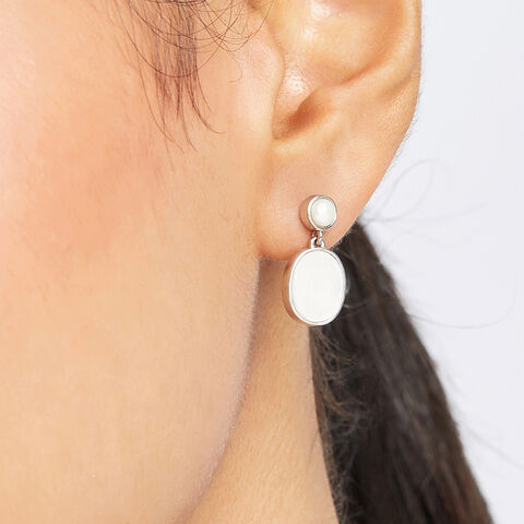Luminous Pearl Silver Drop Earrings