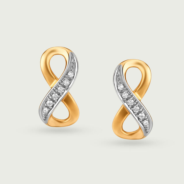 14KT Yellow Gold Diamond Stud Earrings,,hi-res image number null