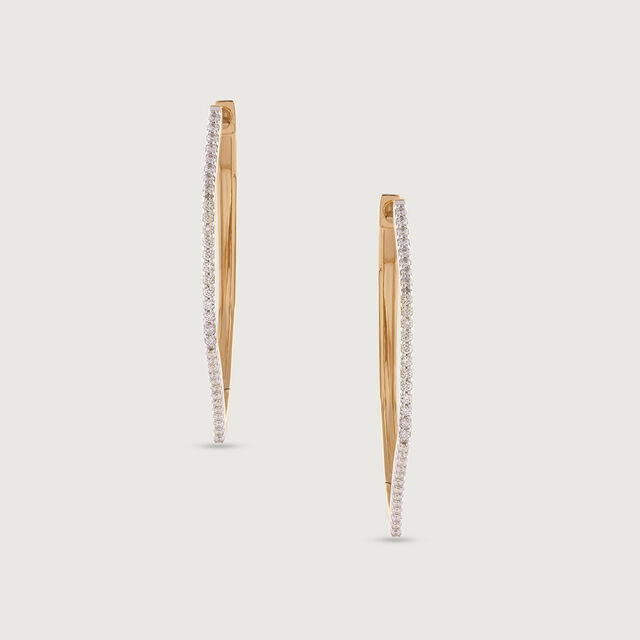 Hexa Bold Gold & Diamond Hoop Earrings,,hi-res image number null