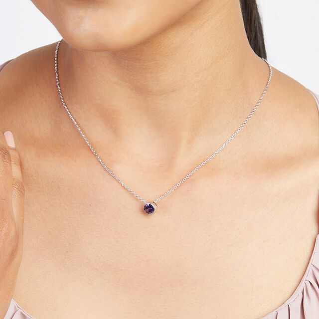 Alluring Purple Silver Necklace,,hi-res image number null