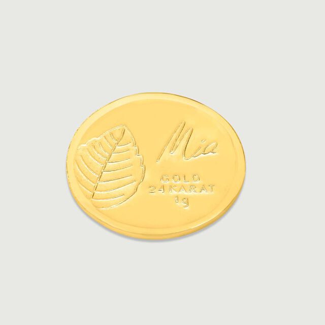 1 GM 24 Karat Tulsi Leaf Gold Coin,,hi-res image number null