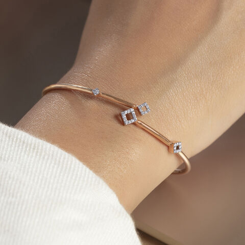 Edgy Glimmer Diamond Bangle