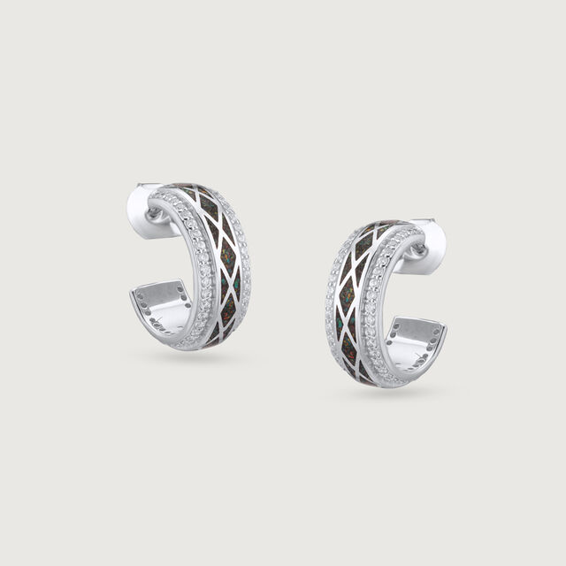 Mosaic Crush Silver Hoop Earrings,,hi-res image number null