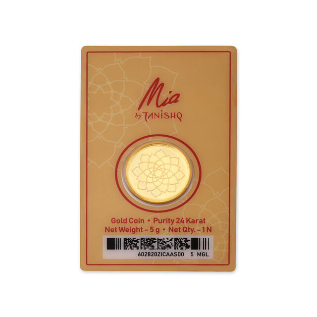 5 Gm 24 Karat Lotus Gold Coin,,hi-res image number null