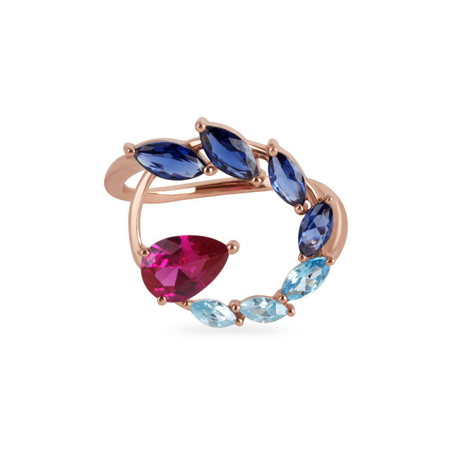 14KT Rose Gold Caribbean Rum Punch Finger Ring,,hi-res image number null