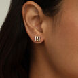 Sleek Dual-Bar Gold & Diamond Stud Earrings,,hi-res view 2
