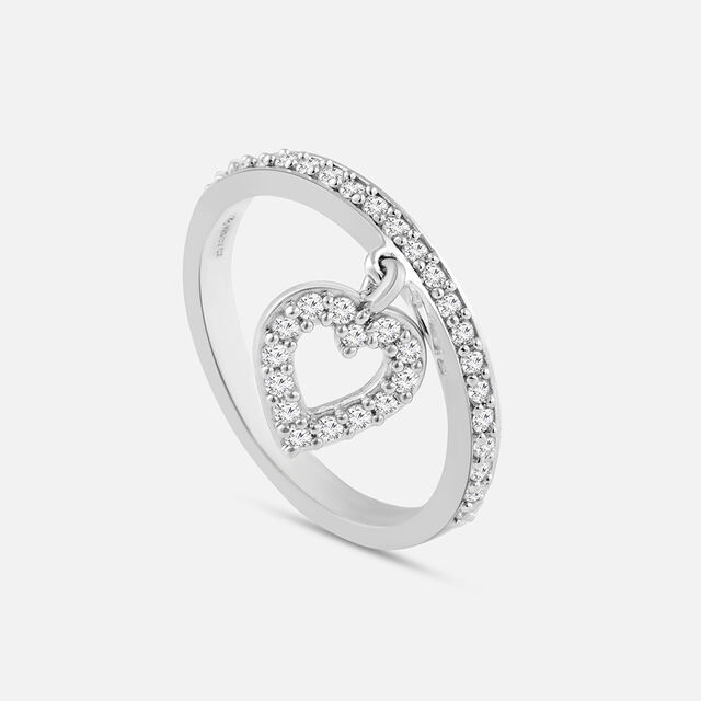 Icy Heart Silver Finger Ring,,hi-res image number null