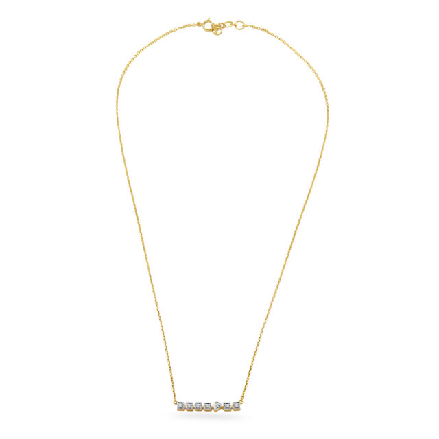 Morse Code Gold & Diamond Necklace,,hi-res image number null