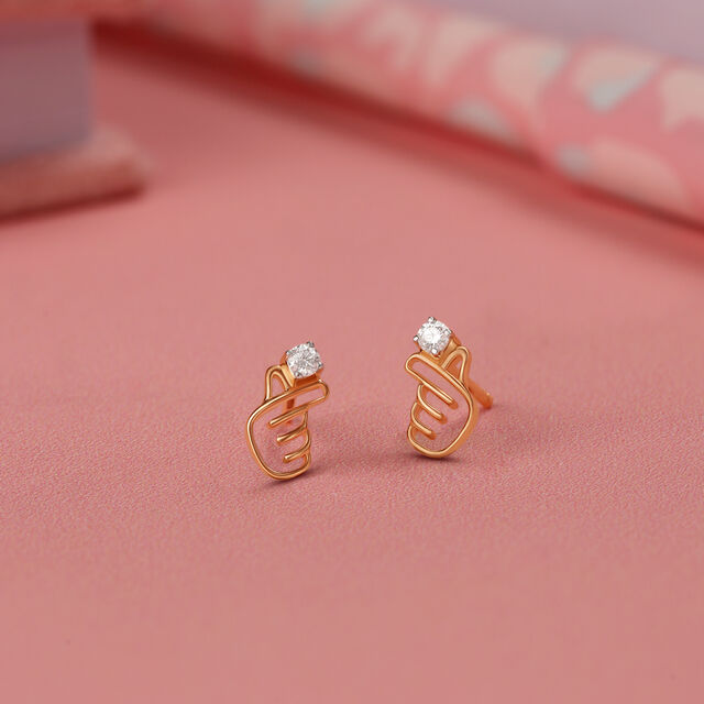 Korean Hearts 14KT Yellow Gold Stud Earrings,,hi-res image number null