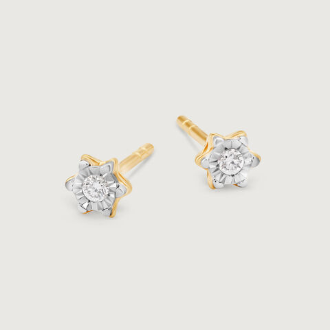 Twinkling Stars 14Kt Diamond Stud Earrings