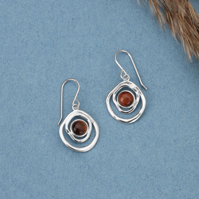 Earthy Waves Silver Hoop Earrings,,hi-res image number null