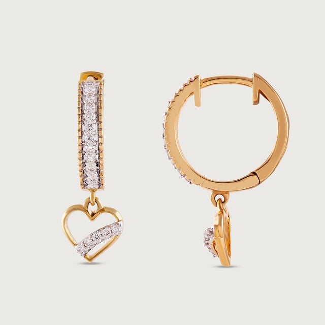 Heart Glow Gold & Diamond Hoop Earrings,,hi-res image number null
