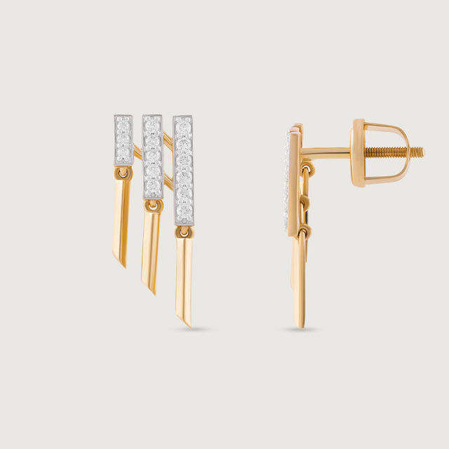 Retro Chic Gold & Diamond Drop Earrings,,hi-res image number null