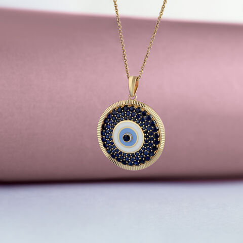 Orb of Protection Evil Eye Gold Pendant