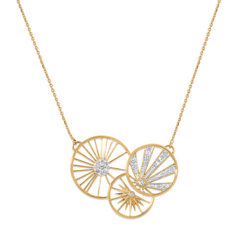 18kt Yellow Gold Sun Moon And Star Diamond Necklace