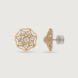 Ornate Filigree Gold & Diamond Stud Earrings,,hi-res view 4