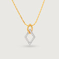 Geometric Frame Gold & Diamond Pendant,,hi-res view 3