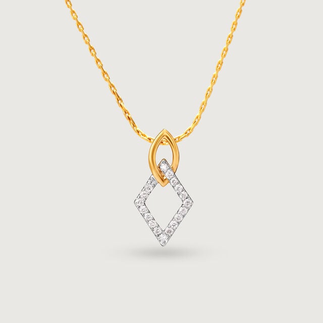 Geometric Frame Gold & Diamond Pendant,,hi-res image number null