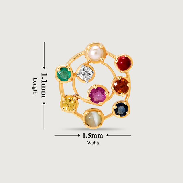 Navratna Nouveau 14KT Stud Earrings,,hi-res image number null