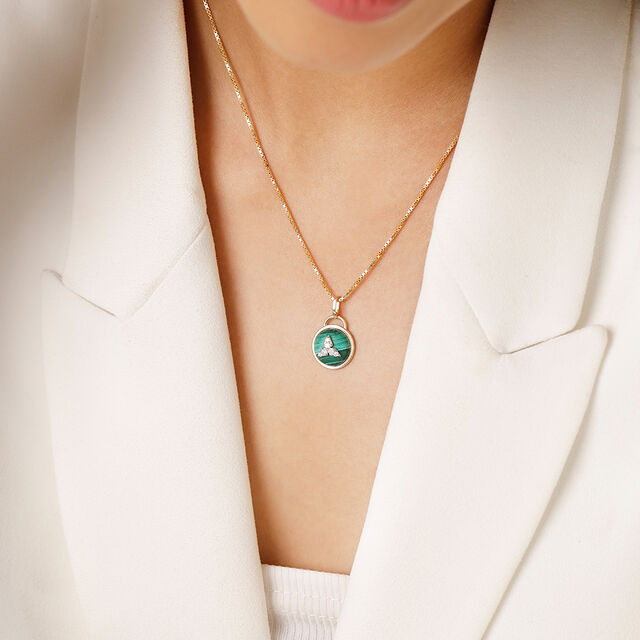 Green Goddess 14KT Diamond and Malachite Pedant,,hi-res image number null
