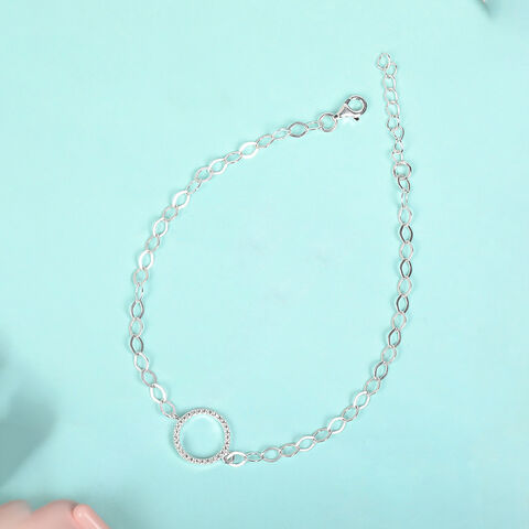 Glimmer Halo Single Silver Anklet