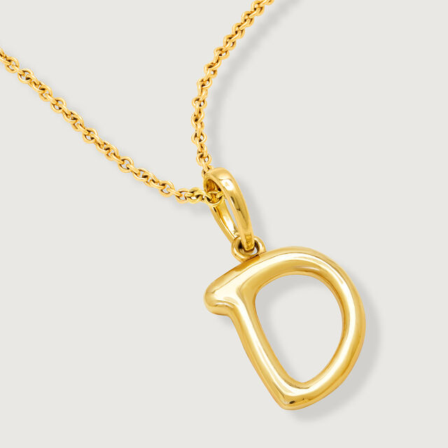 Letter Perfect 'D' Gold Pendant,,hi-res image number null