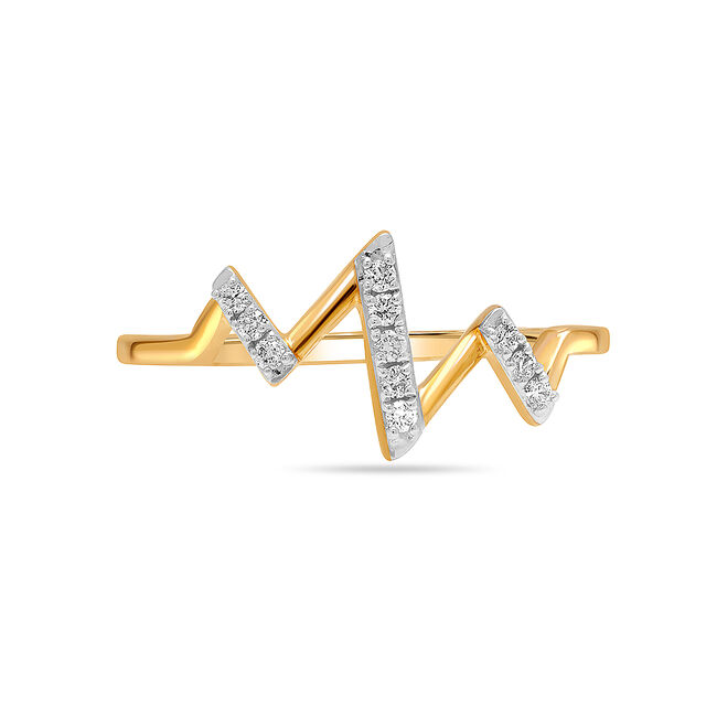 14KT Yellow Gold Wandering Lines Diamond Finger Ring,,hi-res image number null