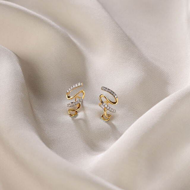 Swirling Breeze 14 Kt Gold & Diamond Stud Earrings,,hi-res image number null