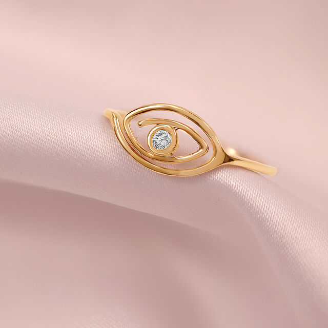 14KT Yellow Gold Concentric Evil Eye Finger Ring,,hi-res image number null