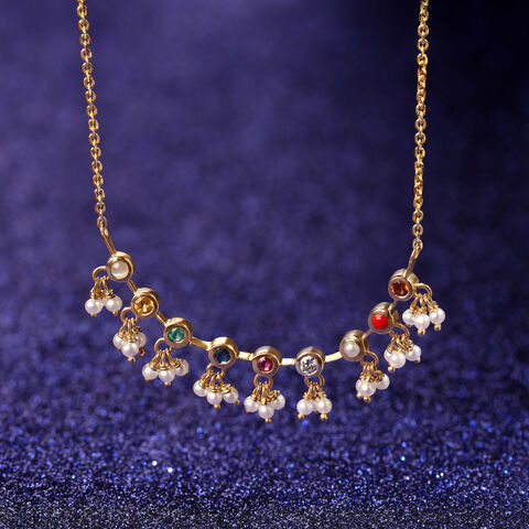 Charm of Cheer 14KT Navratna Necklace
