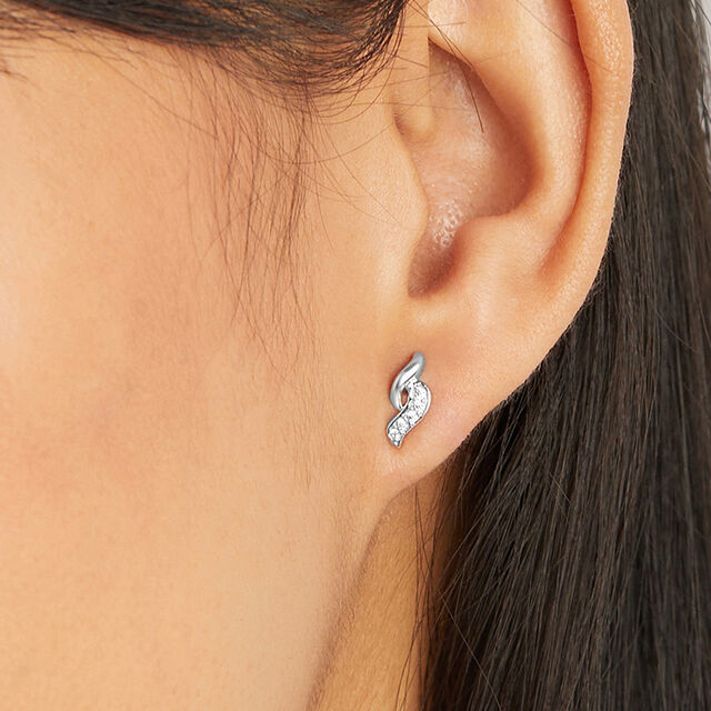 Serene Wave Silver Stud Earrings,,hi-res image number null