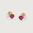 Scarlet Love Pearl & Gold Stud Earrings,,hi-res view 3