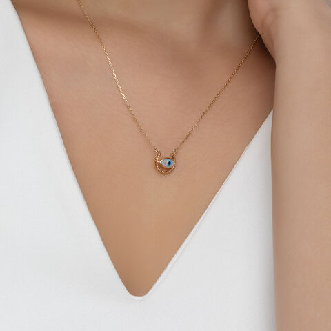 Celestial Vision Evil Eye Gold Pendant with Chain