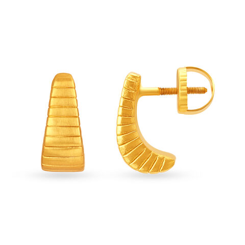 22KT Yellow Gold Bars Style Stud Earrings