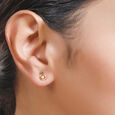 14KT Yellow Gold Sleek Circles Diamond Stud Earrings,,hi-res view 3