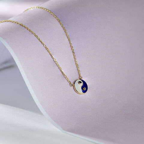 Yin Yang Evil Eye Gold Pendant with Chain