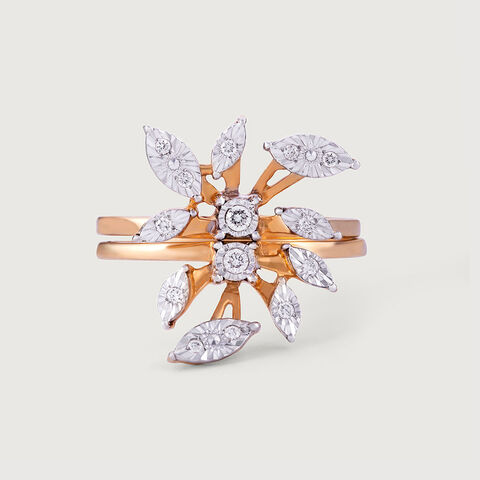 Leaf Whisper Gold and Diamond Finger Ring