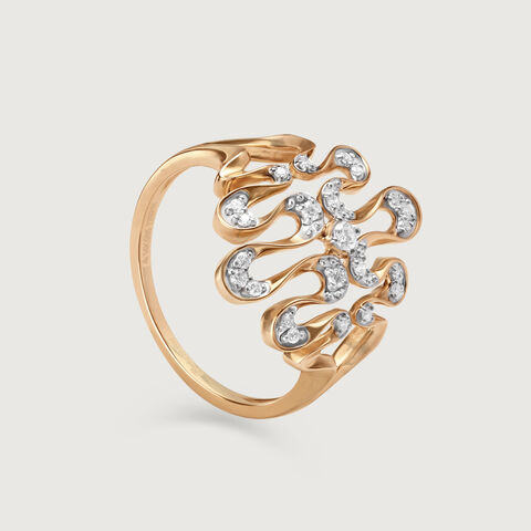 Twisting Tide 14 Kt Gold & Diamond Finger Ring