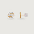 Hexagon Edge Gold & Diamond Stud Earrings,,hi-res view 4