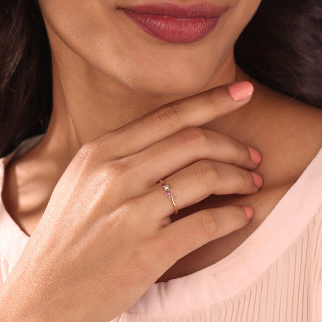 Pink Sapphire Sonata 14KT Gold & Diamond Ring,,hi-res image number null