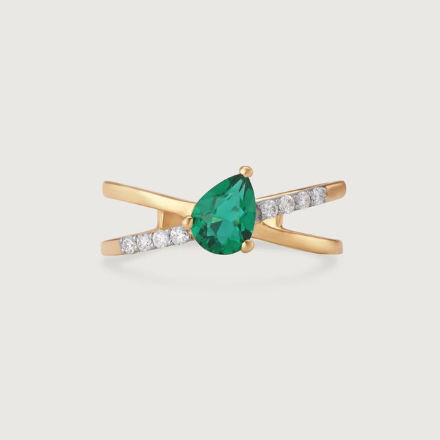 Verdant Radiance 14KT Gold & Diamond Ring,,hi-res image number null
