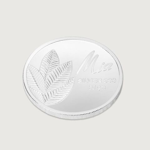50 GM 999 Silver Divine Mango Leaf Coin